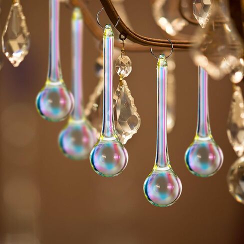 Whaline 40Pcs Crystal Hanging Ornaments 3 Inch Clear Teardrop Chandelier Decor Glass Hanging Ornaments for Christmas Tree Decorations Party Home Decor in Saudi Arabia