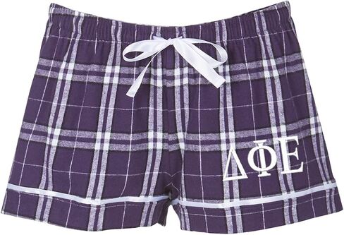 Delta Phi Epsilon Sorority Flannel Boxers - Delta Phi Epsilon Boxer Shorts - DPhiE Greek Letter Sleepwear Pajama Bottoms in Saudi Arabia