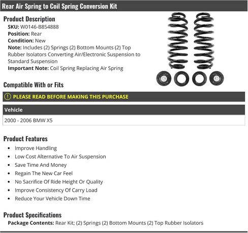 Rear Air Spring to Coil Spring Conversion Kit - Compatible with 2000-2006 BMW X5 in Saudi Arabia