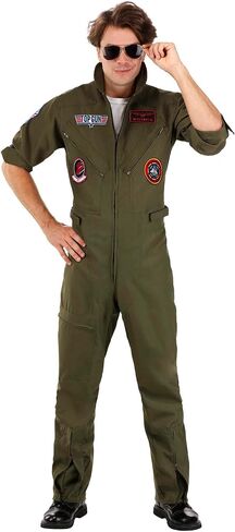 Deluxe Top Gun Flight Suit Costume for Men - Adult Fighter Pilot Uniform Jumpsuit - Top Gun Maverick Cosplay Costume in Saudi Arabia