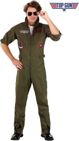 Deluxe Top Gun Flight Suit Costume for Men - Adult Fighter Pilot Uniform Jumpsuit - Top Gun Maverick Cosplay Costume in Saudi Arabia