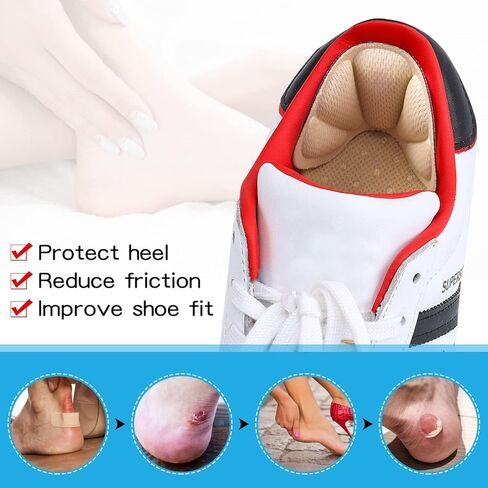 Huethy Adhesive Cushion Pads, Back of Heel Grips Inserts for Too Big Loose Shoes, Reusable Guards Liners for Women Men, Improve Shoe Fit, 4PCS-Black+4PCS-Black in Saudi Arabia
