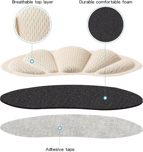 Huethy Adhesive Cushion Pads, Back of Heel Grips Inserts for Too Big Loose Shoes, Reusable Guards Liners for Women Men, Improve Shoe Fit, 4PCS-Black+4PCS-Black in Saudi Arabia