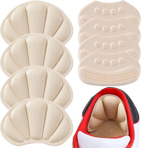 Huethy Adhesive Cushion Pads, Back of Heel Grips Inserts for Too Big Loose Shoes, Reusable Guards Liners for Women Men, Improve Shoe Fit, 4PCS-Black+4PCS-Black in Saudi Arabia