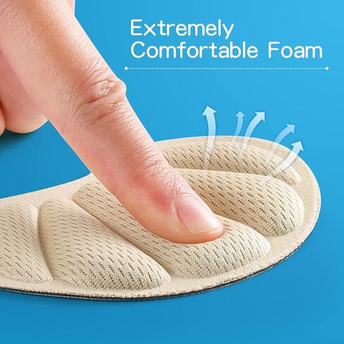 Huethy Adhesive Cushion Pads, Back of Heel Grips Inserts for Too Big Loose Shoes, Reusable Guards Liners for Women Men, Improve Shoe Fit, 4PCS-Black+4PCS-Black in Saudi Arabia