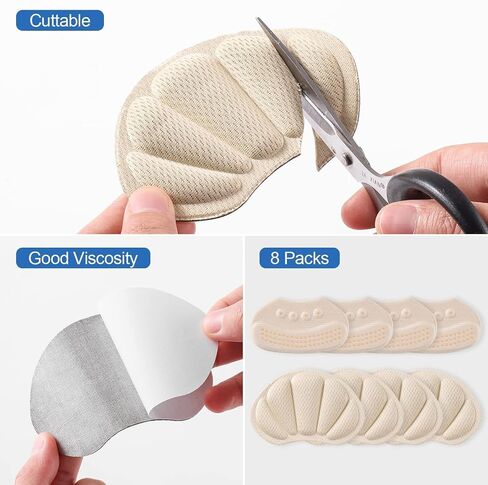 Huethy Adhesive Cushion Pads, Back of Heel Grips Inserts for Too Big Loose Shoes, Reusable Guards Liners for Women Men, Improve Shoe Fit, 4PCS-Black+4PCS-Black in Saudi Arabia