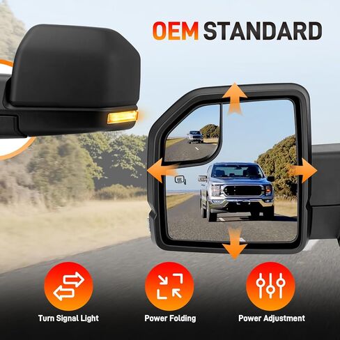 Left Driver Side 6 Pins Rear View Door Mirror Assembly Compatible with 2015-2020 Ford F-150 with Power Heated Turn Signal Light Blind Spot Glass Replace# FL3Z-17683-CC, FL3Z-17683-CB, FL3Z-17683-CA in Kuwait