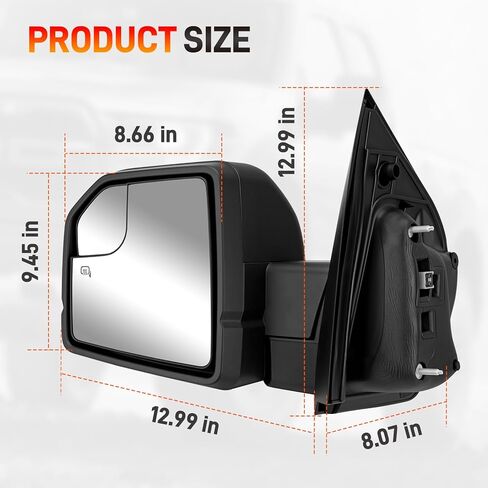 Left Driver Side 6 Pins Rear View Door Mirror Assembly Compatible with 2015-2020 Ford F-150 with Power Heated Turn Signal Light Blind Spot Glass Replace# FL3Z-17683-CC, FL3Z-17683-CB, FL3Z-17683-CA in Kuwait