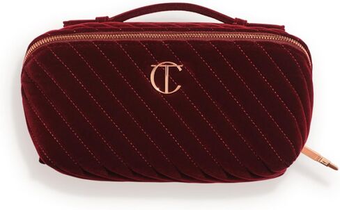 Charlotte Tilbury Travel Makeup Bag of My Dreams - Quilted Velvet Skincare, Fragrance & Cosmetic Organizer with 5 Compartments, Zip Pocket & Top Handle - Iconic Night Crimson Toiletry Bag in Saudi Arabia