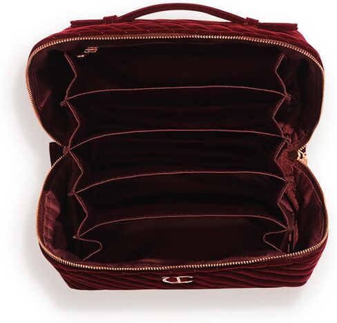 Charlotte Tilbury Travel Makeup Bag of My Dreams - Quilted Velvet Skincare, Fragrance & Cosmetic Organizer with 5 Compartments, Zip Pocket & Top Handle - Iconic Night Crimson Toiletry Bag in Saudi Arabia
