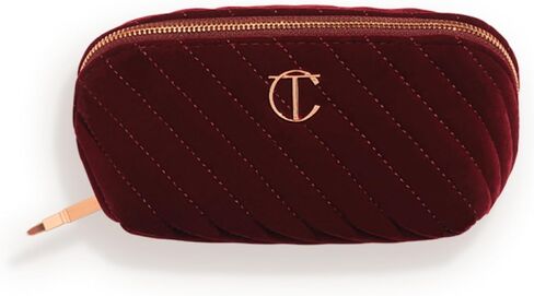 Charlotte Tilbury Travel Makeup Bag of My Dreams - Quilted Velvet Skincare, Fragrance & Cosmetic Organizer with 5 Compartments, Zip Pocket & Top Handle - Iconic Night Crimson Toiletry Bag in Saudi Arabia
