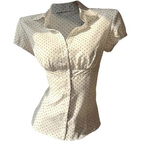 SOLY HUX Women's Polka Dots Button Down Shirt Short Sleeve Collar Fitted Blouse Tops Preppy Aesthetic Clothes in Kuwait