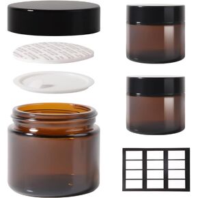 4 pack 1oz Glass Jars Round Empty Cosmetic Containers, Refillable Glass Jars with Lids for Face Creams, Lotions, Powders,Salves Ointments,Potravel Storage in Saudi Arabia