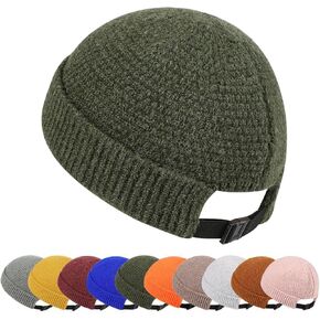 Mens Brimless Hats Adjustable Docker Cap Unisex Winter Casual Knitted Beanie Skull Caps in Kuwait