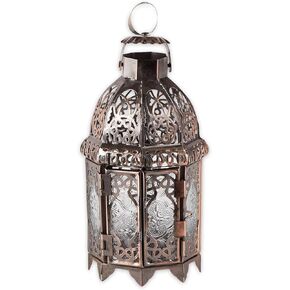 Accent Plus Christmas Decorations Indoor Lantern Decorative Outdoor Christmas Decorations Candle Lantern Moroccan Candle Holders Metal Hanging Lantern, White 6 X 5 X 12 Inches in Kuwait