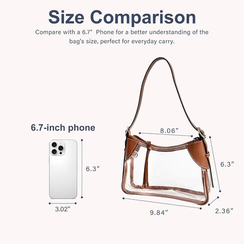 Clear Bag for Stadium Events - Adjustable Strap Clear Shoulder Bag for Concerts & Sports, Game Day Approved in Saudi Arabia
