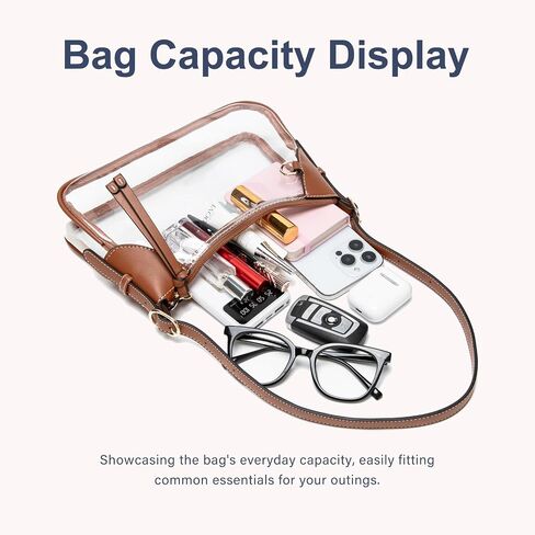 Clear Bag for Stadium Events - Adjustable Strap Clear Shoulder Bag for Concerts & Sports, Game Day Approved in Saudi Arabia