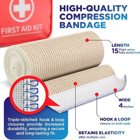 Premium Elastic Bandage Wrap - 6" (2pk) - Strong Compression - Self-Closing Reusable Bandages for Legs, Knee, Abdomen, Lymphedema - Body Wrap in Saudi Arabia
