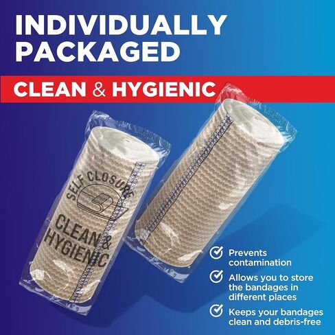 Premium Elastic Bandage Wrap - 6" (2pk) - Strong Compression - Self-Closing Reusable Bandages for Legs, Knee, Abdomen, Lymphedema - Body Wrap in Saudi Arabia