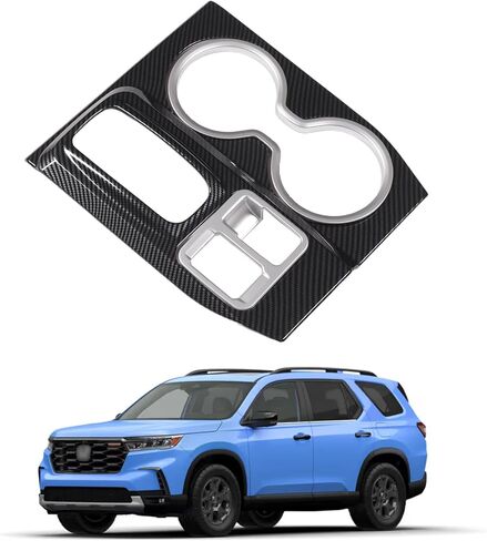 Gear Shift Panel Cover for Honda Pilot 2023-2024, Central Control Gear Shift Knob Console Panel Trims, Center Console Cup Holder Frame Anti-Scratch Protector Interior Accessories, ABS (Carbon Fiber) in Saudi Arabia