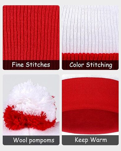 Halloween Costume for Women - 4 Pcs Red and White Striped Shirt Beanie Cap Socks Glasses for Halloween Cosplay in Kuwait