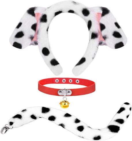 Dalmatian Costume Set, Dalmatian Ears Headband Tail for Women Girls, Halloween Cosplay Puppy Dog Dress Up Costume in Saudi Arabia