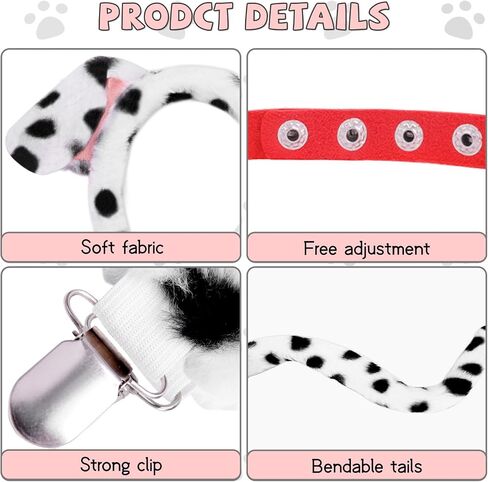 Dalmatian Costume Set, Dalmatian Ears Headband Tail for Women Girls, Halloween Cosplay Puppy Dog Dress Up Costume in Saudi Arabia