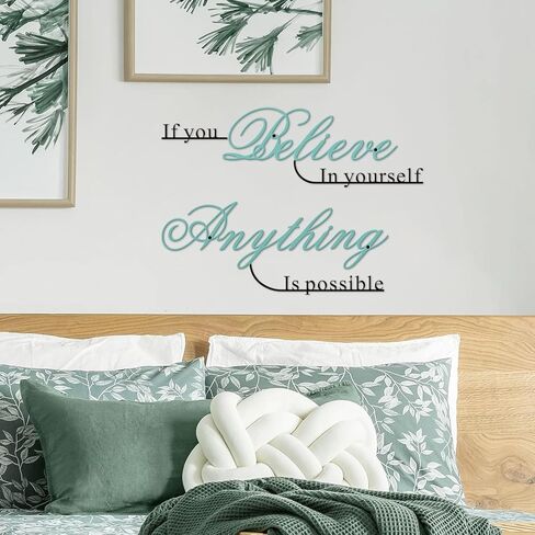 Resama If You Believe in Yourself,Anything is Possible Wall Art Decor 2 Pcs Metal Inspiration Encouragement Wall Art Sayings Black Inspirational Quotes Hanging Decoration in Kuwait