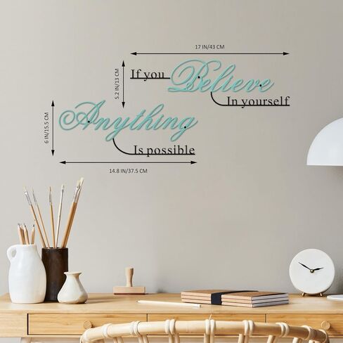 Resama If You Believe in Yourself,Anything is Possible Wall Art Decor 2 Pcs Metal Inspiration Encouragement Wall Art Sayings Black Inspirational Quotes Hanging Decoration in Kuwait