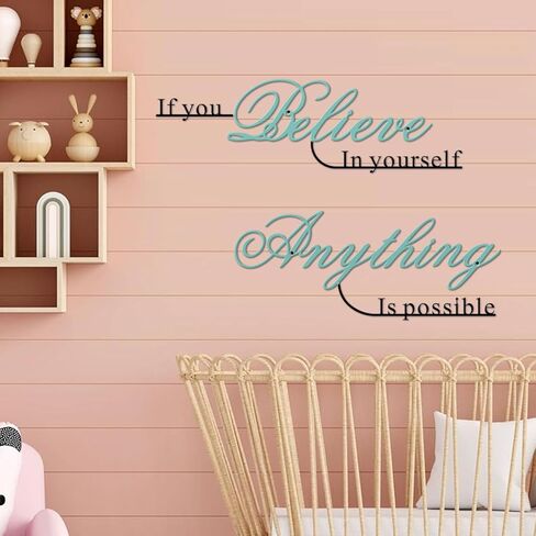 Resama If You Believe in Yourself,Anything is Possible Wall Art Decor 2 Pcs Metal Inspiration Encouragement Wall Art Sayings Black Inspirational Quotes Hanging Decoration in Kuwait
