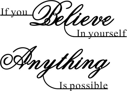 Resama If You Believe in Yourself,Anything is Possible Wall Art Decor 2 Pcs Metal Inspiration Encouragement Wall Art Sayings Black Inspirational Quotes Hanging Decoration in Kuwait