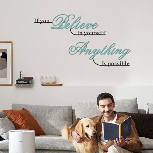 Resama If You Believe in Yourself,Anything is Possible Wall Art Decor 2 Pcs Metal Inspiration Encouragement Wall Art Sayings Black Inspirational Quotes Hanging Decoration in Kuwait