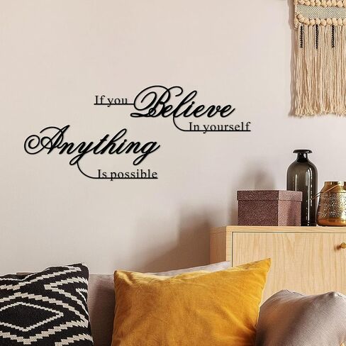Resama If You Believe in Yourself,Anything is Possible Wall Art Decor 2 Pcs Metal Inspiration Encouragement Wall Art Sayings Black Inspirational Quotes Hanging Decoration in Kuwait