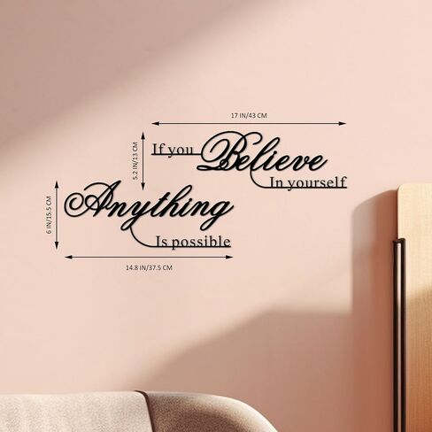 Resama If You Believe in Yourself,Anything is Possible Wall Art Decor 2 Pcs Metal Inspiration Encouragement Wall Art Sayings Black Inspirational Quotes Hanging Decoration in Kuwait