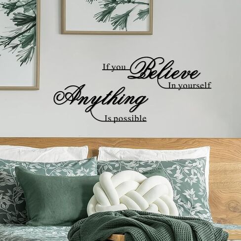 Resama If You Believe in Yourself,Anything is Possible Wall Art Decor 2 Pcs Metal Inspiration Encouragement Wall Art Sayings Black Inspirational Quotes Hanging Decoration in Kuwait