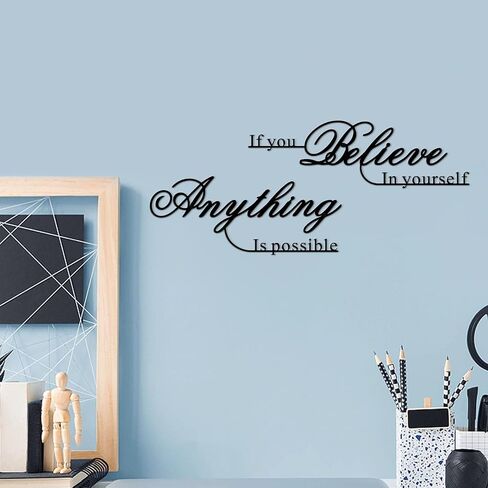 Resama If You Believe in Yourself,Anything is Possible Wall Art Decor 2 Pcs Metal Inspiration Encouragement Wall Art Sayings Black Inspirational Quotes Hanging Decoration in Kuwait
