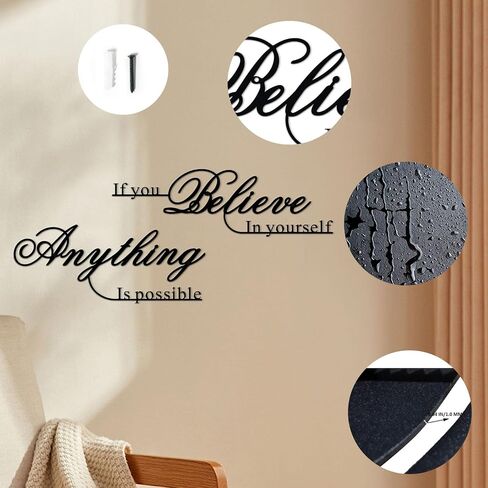 Resama If You Believe in Yourself,Anything is Possible Wall Art Decor 2 Pcs Metal Inspiration Encouragement Wall Art Sayings Black Inspirational Quotes Hanging Decoration in Kuwait