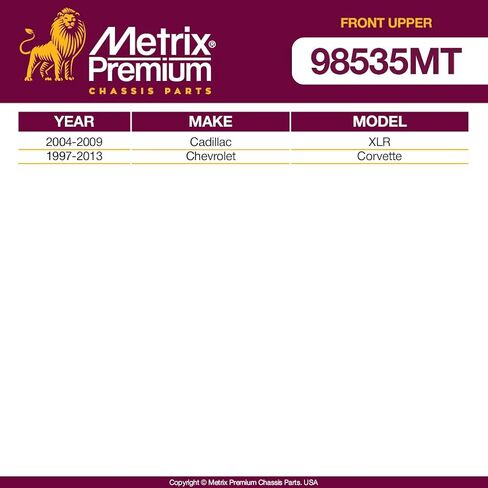 أجزاء الهيكل الفاخرة من Metrix - طقم مفاصل كروية علوية أمامية مكونة من قطعتين يناسب 2004-2009 كاديلاك XLR، 1997-2013 شيفروليه كورفيت، استبدال K500134، صنع في أوروبا in Saudi Arabia