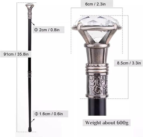 Gold Costume Walking Cane Metal Crystal Walking Stick Elegant Prop Stick Pimp Canes for Adults and Kids Halloween Pimp Canes (Gold,91cm/35.8in) in Saudi Arabia