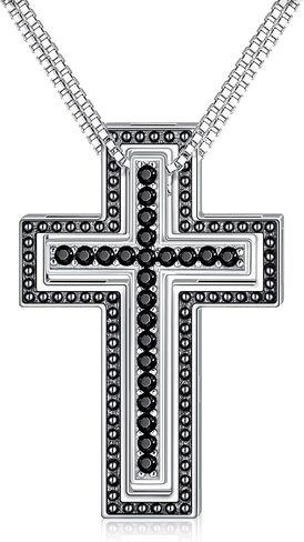 SOULMEET Matching Cross Couple Crosses Necklace with Diamond Cut CZ Always Be with You Silver Faith Crosses Set Necklace for Mother Family Sisters Friends Relationship in Saudi Arabia