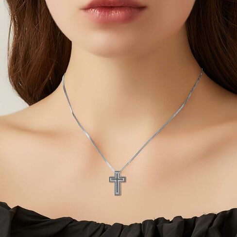 SOULMEET Matching Cross Couple Crosses Necklace with Diamond Cut CZ Always Be with You Silver Faith Crosses Set Necklace for Mother Family Sisters Friends Relationship in Saudi Arabia