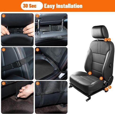 2 Pack Car Backseat Organizer with Foldable Table Tray, 12 Storage Pockets, Cup Holder Strap, Kick Mats Protector and Tablet Holder for Family Travel Essentials (Black) in Saudi Arabia