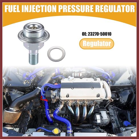 Fuel Injection Pressure Regulator No.23270-50010 - Car Fuel Pressure Regulator - for Toyota Land Cruiser 1998-2007 Metal Silver Tone - 1 Pc Replace Parts in Saudi Arabia