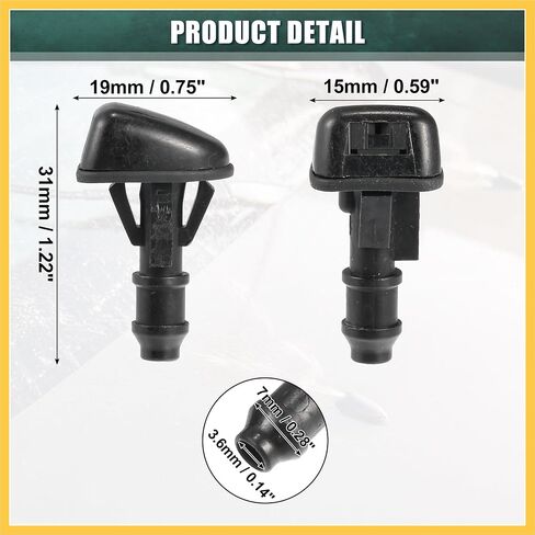 Windshield Wiper Washer Nozzle Spray Jet Fit for Ford Escape 2009-2012 No.8L8Z17603AA - Pack of 2 Black Auto Replacement Parts in Saudi Arabia