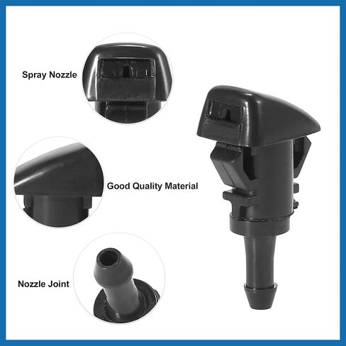 Front Windshield Wiper Nozzles for Chrysler Town Country for Dodge Grand Caravan with Gaskets - Pack of 2 Black Item Replacement in Saudi Arabia