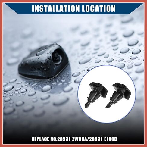 ACROPIX No.28931-ZW80A / Windshield Washer Nozzle for Nissan Versa 2009-2012 / Wiper Spray Nozzle/Durable/ABS / 2 Pcs Black Car Parts in Saudi Arabia