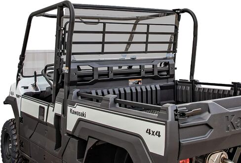 SuperATV Heavy Duty Rear Windshield Compatible With Kawasaki Mule Pro DX / FX: 2016+ | 1/4" Thick Lightly Tinted Polycarbonate | Protects From Debris and UV attack | Made in the USA in Saudi Arabia