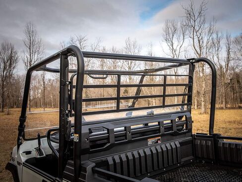 SuperATV Heavy Duty Rear Windshield Compatible With Kawasaki Mule Pro DX / FX: 2016+ | 1/4" Thick Lightly Tinted Polycarbonate | Protects From Debris and UV attack | Made in the USA in Saudi Arabia