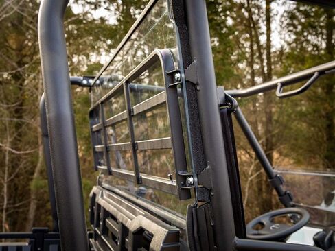 SuperATV Heavy Duty Rear Windshield Compatible With Kawasaki Mule Pro DX / FX: 2016+ | 1/4" Thick Lightly Tinted Polycarbonate | Protects From Debris and UV attack | Made in the USA in Saudi Arabia