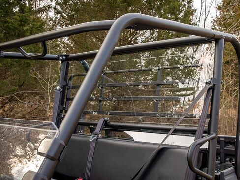 SuperATV Heavy Duty Rear Windshield Compatible With Kawasaki Mule Pro DX / FX: 2016+ | 1/4" Thick Lightly Tinted Polycarbonate | Protects From Debris and UV attack | Made in the USA in Saudi Arabia